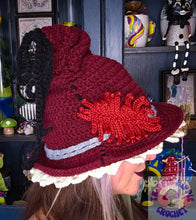 Load image into Gallery viewer, Burgundy Cottage Witch Hat